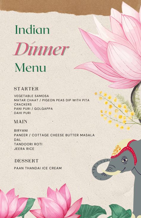 7 Golden Rules For Hosting Indian Dinner Party With A Sample Menu Diwali Menu Design, Indian Menu Ideas, Diwali Menu Ideas, Indian Theme Party, Indian Themed Dinner Party, Diwali Dinner Menu Ideas, Indian Dinner Party Menu Ideas, Indian Dinner Party, Kitty Party Menu Indian