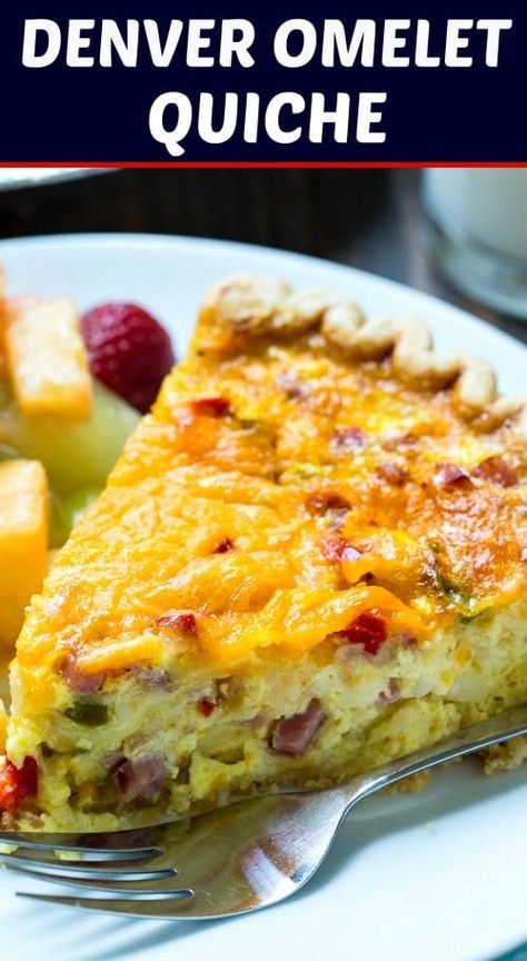 Denver Omelet Quiche with ham, onion, and bell pepper. Denver Omelet Quiche, Denver Quiche Recipes, Denver Omelette Quiche, Quiche Recipes Easy Dinners, Western Omelette Quiche, Quiche Filling Ideas, Denver Quiche, Dinner Quiche Recipes, Egg Dishes For Brunch