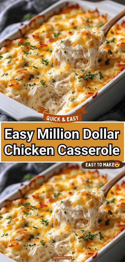 Million Dollar Chicken Casserole, Cheap Casserole Recipes, Chicken Breast Casserole Recipes, Chicken Breast Casserole, Food Casseroles, Cheap Vegetarian Meals, Million Dollar Chicken, Campbells Soup Recipes, Hotdish Recipes