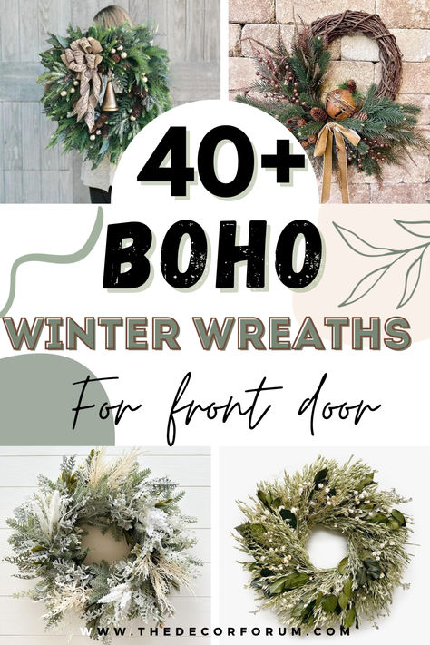 best christmas boho wreaths, best boho winter wreath, best christmas wreath boho, best winter wreath boho, best boho wreath for the holidays, best winter wreath, best evergreen christmas wreath Christmas Wreaths For Front Door Pampas, Winter Wreaths With Bows, After Christmas Winter Wreath, Winter Wreaths For Front Door Diy Ideas, Boho Style Wreath, New Years Wreaths For Front Door, Boho Christmas Front Porch Decor, Boho Winter Wreath, Bohemian Christmas Wreath