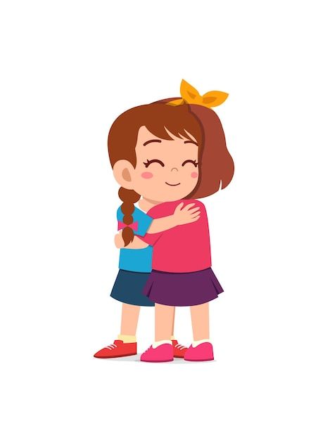 Hug Cartoon, Kids Hugging, People Hugging, Teacher Clipart, Toddler Arts And Crafts, Vector People, Friend Cartoon, Toddler Art, Feel Happy