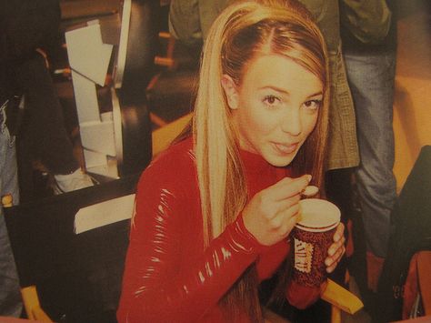 Britney on the set of the Oops!... I Did It Again music video shoot. Red Catsuit, Britney Spears Pictures, Oops I Did It Again, I Did It Again, Britney Jean, White Halter Top, Queen B, I Did It, Spears