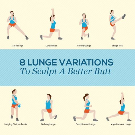 8 Lunge Variations to Sculpt a Better Butt | Fitness Republic Squat And Ab Challenge, Exercises For Glutes, Good Exercises, Lunge Variations, Lunge Workout, Glute Muscles, Hiit Class, Hiit Workout At Home, One Percent