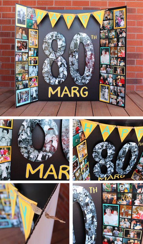 Photoboard Ideas, Birthday Photo Displays, Grandmas Birthday Party, Photo Display Board, 70th Birthday Decorations, 75th Birthday Parties, Milestone Birthday Party, Mom Party, 90's Birthday Party