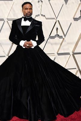 Billy Porter stunned on at the 2019 Academy Awards red carpet in a custom Christian Siriano black velvet ball gown/tuxedo with a full skirt and train. Tuxedo Dresses, Norway Wedding, Bridal Tuxedo, Billy Porter, Star Dresses, Academy Awards Red Carpet, Bad Outfits, Groom And Groomsmen Suits, Backyard Gardens