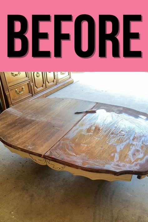 Spray Painting Furniture Gold: Dining Table Makeover Spray Paint Kitchen Table, Diy Gold Table, Spray Painting Furniture, Gold Dining Room Table, Gold Dining Table, Wood Rectangle Dining Table, Midcentury Dining Table, Spray Paint Wood, Painted Kitchen Tables