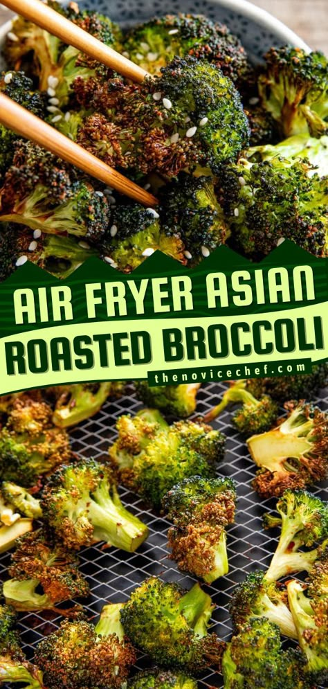 Air Fryer Asian Roasted Broccoli, side dishes, easy dinner ideas Air Fryer Recipes Asian, Asian Broccoli, Roasted Broccoli Recipe, Asian Side Dishes, Air Fryer Recipe, Healthy Side Dish, Air Fryer Oven Recipes, Air Fryer Dinner Recipes, Steamed Broccoli