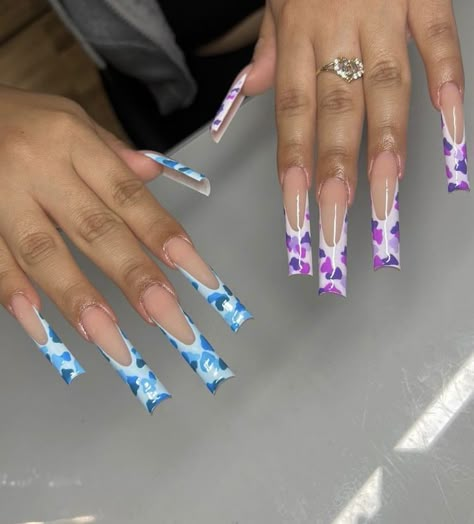 Bape Nails, Camo Nails, Glittery Nails, Long Acrylic Nail Designs, Colored Acrylic Nails, Summery Nails, Girly Acrylic Nails, Cute Acrylic Nail Designs, Work Nails