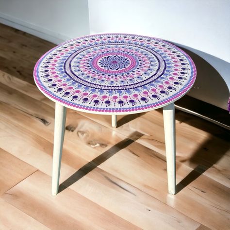 Yoga Studio Decor, Cute Diy Room Decor, Meditation Space, Mandala Dots, House Gifts, Round Side Table, Studio Decor, Tea Table, Center Table