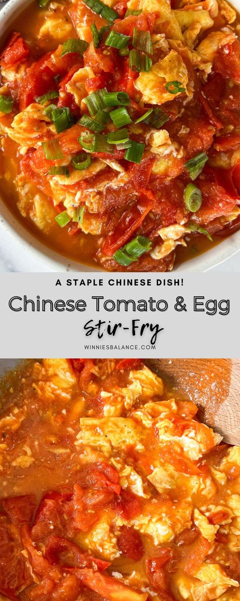 Chinese Stir Fried Tomato And Eggs, Chinese Eggs And Tomatoes, Chinese Tomato And Egg Recipes, Tomato Egg Chinese, Vegetable Rice Recipe, Egg And Tomato, Vegetarian Fried Rice, Tomato Egg, Fluffy Scrambled Eggs