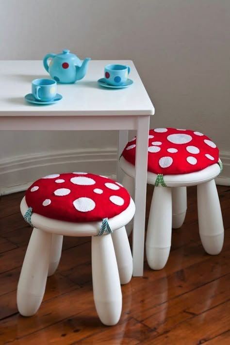 DIY IKEA Hacks for Kids' Rooms: MAMMUTT stool becomes a sweet mushroom Ikea Stool, Mommo Design, Handmade Charlotte, Kid Hacks, Diy Ikea Hacks, Ikea Hackers, Diy Ikea, Ikea Diy, Ikea Hacks