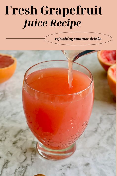 Cool off this summer with a glass of homemade grapefruit juice! This vibrant, tangy beverage is the perfect refreshing summer drink, bursting with citrusy goodness. Ideal for sipping or serving at your next summer gathering, it’s easy to make and even easier to enjoy. How To Make Grapefruit Juice, Grapefruit Juice Benefits, Grapefruit Juice Recipe, Health Benefits Of Grapefruit, Juice Recipes For Kids, Fresh Fruit Juice, Refreshing Summer Drinks, Freshly Squeezed Orange Juice, Berry Juice