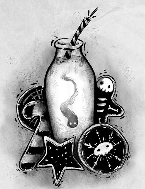 Guild Of Calamity, Cookies Illustration, Skull Christmas, Procreate Drawing, Milk And Cookies, Milk N Cookies, Illustrators On Instagram, Dark Art, Illustrator