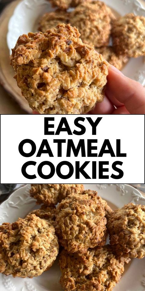 easy oatmeal cookies Homemade Oatmeal Cookies Easy, Oatmeal Cookie Recipes Easy, Peanut Oatmeal Cookies, Oatmeal Raisin Cookies Easy, Small Batch Oatmeal Cookies, Best Chewy Oatmeal Cookies, Best Homemade Oatmeal, Recipes With Oatmeal, Crunchy Oatmeal Cookies