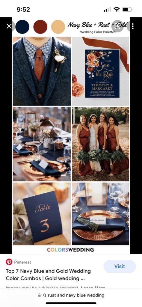 Navy Blue And Dark Orange Wedding, Navy Maroon Burnt Orange Wedding, Terracotta And Navy Blue Wedding Decor, Rust Navy And Sage Wedding, Cinnamon And Navy Wedding Color Scheme, Navy And Rustic Orange Wedding, Navy And Rust Suit, Fall Wedding Navy And Orange, Navy Blue And Burnt Orange Wedding Theme