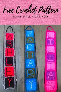 Wall Hanging Name Plates - Free Crochet Pattern!! Crochet Name Wall Hanging, Crochet Name, Crochet Beginner, Believe Sign, Crochet Baby Dress Pattern, Popcorn Stitch, Crochet Wall Hangings, Name Plates, Puff Stitch