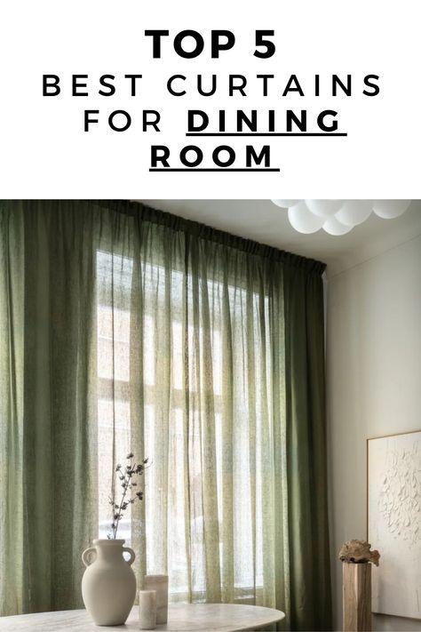 Best curtains for dining room Dining Room Blinds And Curtains, Dining Room Green Curtains, Small Dining Room Window Treatments, Dining Room Curtains Ideas Modern, Dining Room Drapes Modern, Small Dining Room Curtain Ideas, Curtain Dining Room Ideas, Green Curtains Dining Room, Curtains In Dining Room Ideas