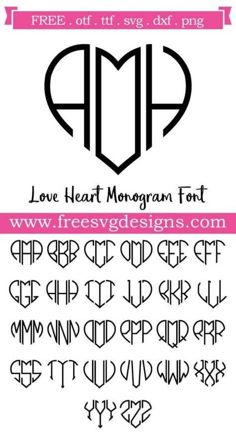 Love Heart Monogram Font 477 | Free SVG Designs Numbers Tattoo, Free Monogram Fonts, Heart Monogram, Cricut Monogram, Heart Font, Free Monogram, Cricut Fonts, Cricut Free, Silhouette Cameo Projects