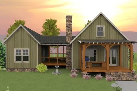 Dogtrot 3-Bedroom 2-Story House With Screened Porch (Floor Plan) Dogtrot House Plans, Dog Trot House Plans, Dog Trot House, House Plans 3 Bedroom, A Small House, Casa Exterior, Cottage Plan, Bedroom House Plans, Screened Porch