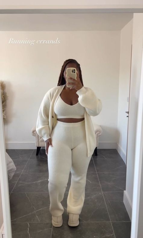 Three Piece Set Outfit Women, Fashion Nova Outfits Plus Size, Plus Size Baddie Aesthetic, Lounge Wear Plus Size Style, Cute Lounge Outfits Black Women, Plus Size Baddie Outfits Winter, Thick Baddie Outfits, Plus Size Baddie Outfits Casual, Plus Size Lounge Wear Outfit