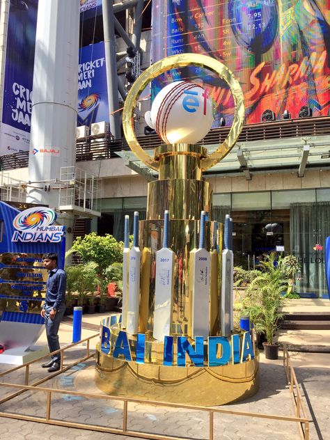 Photo ops with large trophy at IPL Mumbai Indians, Wankhede Stadium Wankhede Stadium Snap, Mumbai Indians Ipl, Wankhede Stadium, Fan Engagement, Mumbai City, Mumbai Indians, Beautiful House Plans, Bollywood Movie, Beautiful House