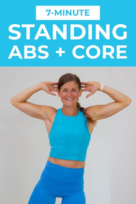 Best Standing Ab Workout For Women, Standing Upper Ab Workout, Beginners Core Workout, Ab Workout No Crunches, Ab Workout Standing Up, Easy Standing Ab Workouts, Standing Ab Exercises For Women, Standing Core Exercises For Women, Stand Up Ab Workout