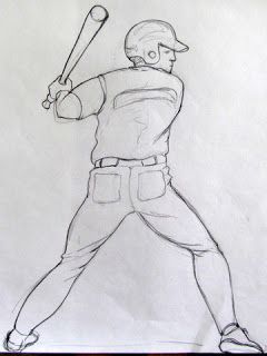 Sports Sketches Drawings, Baseball Drawing Ideas, Baseball Drawing Reference, Baseball Painting Ideas, Sports Drawing Ideas, Baseball Player Drawing, Baseball Doodles, Baseball Sketch, Baseball Bat Drawing