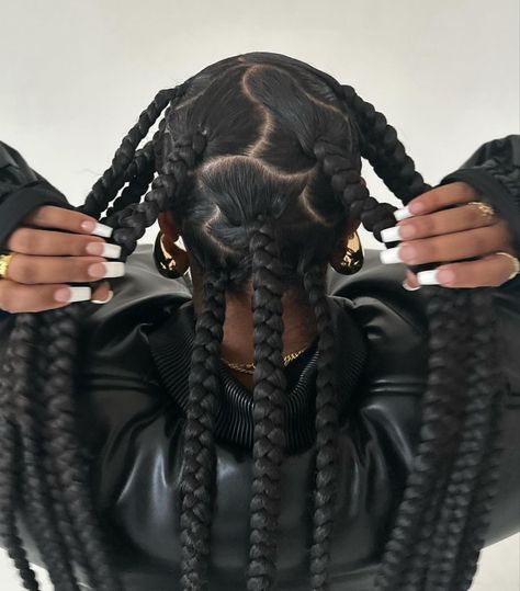 b.hov on ig braids Cornrows Natural Hair, Natural Braided Hairstyles, Big Box Braids Hairstyles, Cute Box Braids Hairstyles, Quick Braided Hairstyles, Protective Hairstyles Braids, Pretty Braided Hairstyles, Hair Ponytail Styles, Box Braids Hairstyles