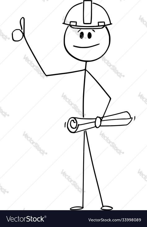 Engineer Drawing Cartoon, Worker Drawing, Safety Drawing, Engineer Drawing, Cartoon Construction, Construction Illustration, Engineer Cartoon, Stick Men Drawings, Construction Drawing