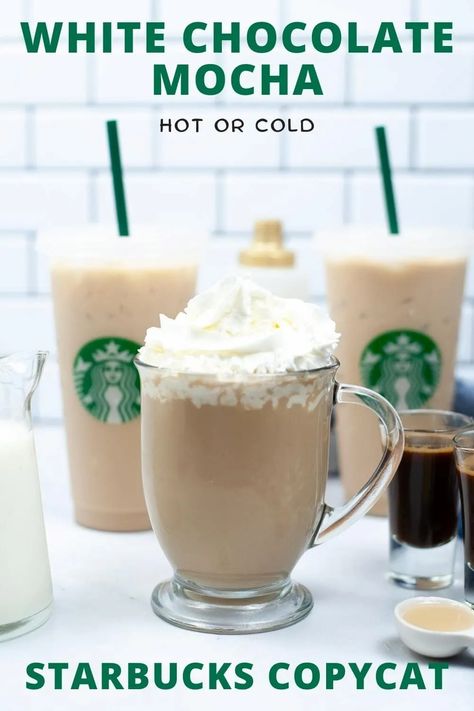 White Mocha Coffee Recipe, Starbucks White Mocha Recipe, Iced White Chocolate Mocha Recipe, Chocolate Iced Coffee Recipe, Chocolate Latte Recipe, White Chocolate Mocha Recipe, Starbucks White Chocolate, Mocha Coffee Recipe, Mocha Latte Recipe