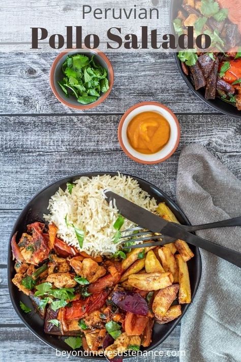 Peruvian Chicken Bowl, Peruvian Stir Fry, Peruvian Chicken Breast Recipe, Serrano Pepper Chicken Recipes, Pollo Saltado Recipe Peruvian, Sides For Peruvian Chicken, Chicken Lomo Saltado Recipe, Chicken Saltado, Lomo Saltado Recipe Peruvian