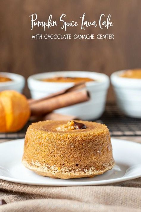 Try this recipe for pumpkin spice lava cakes with a chocolate ganache filling. So big and decadent you may want to share one with a friend. #dessert #cake #pumpkinspice #lavacake Pumpkin Butternut Squash, Cakes With Chocolate, Autumn Desserts, Ganache Filling, Chocolate Ganache Filling, Pumpkin Spice Cookies, Molten Lava Cakes, Recipes For Entertaining, Fall Vacation