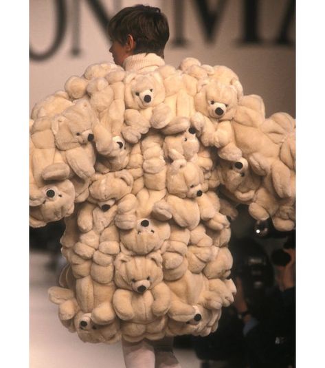 gastt on Twitter: "Teddy Bear Coat from Jean Paul de Castelbajac Fall 1988… " Bad Fashion, Teddy Bear Coat, Weird Fashion, Recycled Fashion, John Galliano, Grunge Hair, Look Fashion, Stuffed Animals, Wearable Art