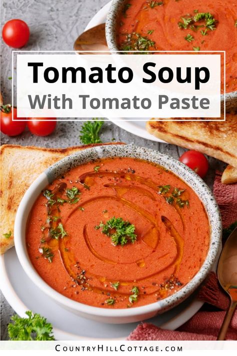 Pantry Tomato Soup, Tomato Paste Soup, Tomato Soup Recipe With Tomato Paste, Tomato Soup With Tomato Juice, Uses For Tomato Paste, Tomato Soup From Tomato Paste, Recipes Using Tomato Paste, Tomato Paste Soup Recipe, Tomato Soup With Tomato Paste