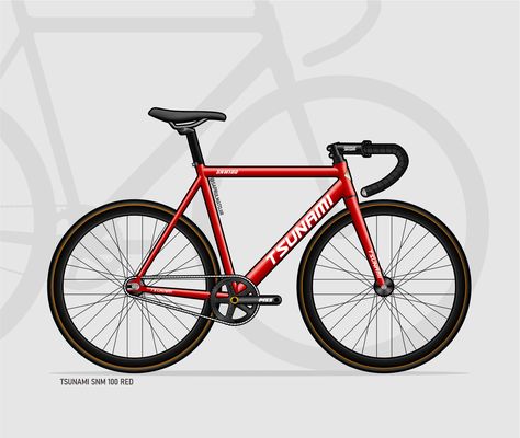 Tsunami SNM 100 Fixie Bike illustration by Saprul Matojir Tsunami Snm100, Why Always Me, Werewolf Tattoo, Red Illustration, Bike Drawing, Bike Illustration, Fixed Bike, Gear Art, Lookism Webtoon