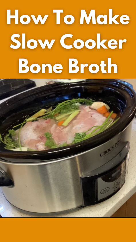 Making turkey bone broth soup in a slow cooker crockpot. Turkey Broth With Bones Crockpot, Turkey Bone Broth Recipe Crock Pot, Crock Pot Bone Broth, Crockpot Recipes Healthy, What Is Bone Broth, Turkey Bone Broth, Slow Cooker Bone Broth, Recipe For Turkey, Homemade Soups