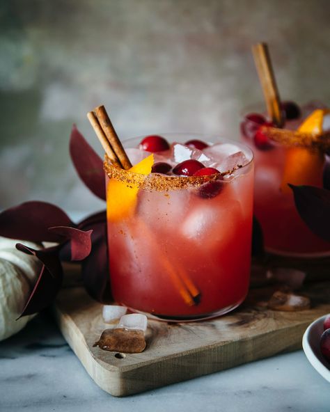 Spiced Cranberry Orange Margaritas | The First Mess Fodmap Sweets, Orange Margarita Recipe, Margarita Cocktails, Christmas Hosting, Pure Cranberry Juice, Christmas Drinks Alcohol Recipes, Pecan Coffee Cake, Christmas Vegan, Cider Cocktails