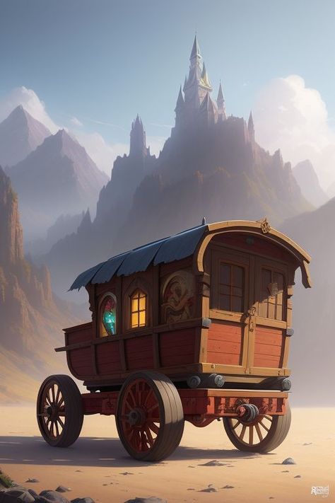 AI GENERATED wagon dnd inspiration Traveling Wagon Fantasy Art, Dnd Wagon, Fantasy Wagon, Wagon Illustration, Horse Wagon, Dnd Inspiration, Dnd Stuff, Covered Wagon, Horse Carriage