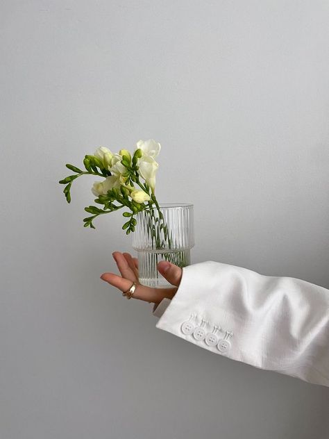 Vase, Glass, Flowers, White