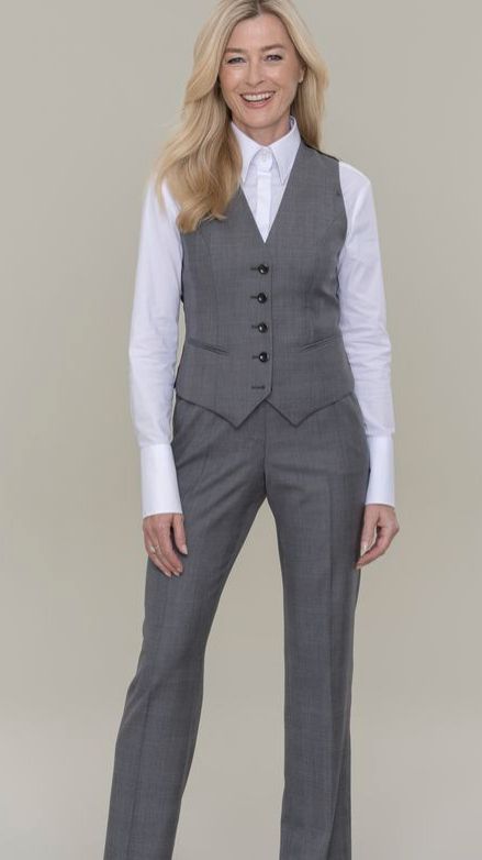 Women’s Suit With Vest, Blazer Vest Outfits For Women Work, Vest Formal Outfits For Women, Waistcoat Outfit Women Formal, Shirt And Waistcoat Outfit, Vest And Slacks Women, Business Vest Outfits For Women, Formal Vest Outfits For Women, Waistcoat Women Outfit