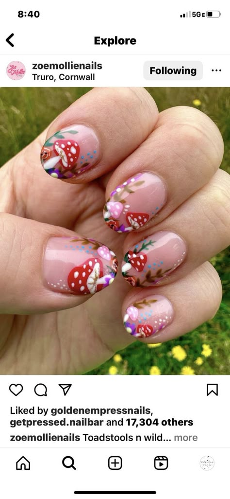 Mushroom Nails, Boho Nails, Nail Colors And Designs, Tie Dye Nails, Fantasy Nails, Nail Effects, Cute Spring Nails, Gel Nails Diy, Really Cute Nails