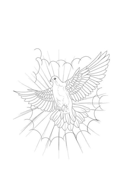 Dove Tattoo Outline, Dove Tattoo Stencil, Tattoo Outline Ideas, Outline Drawing Tattoo, Atrapasueños Tattoo, Cloud Tattoo Design, Dove Tattoo Design, Dove Tattoos, Stencil Outline