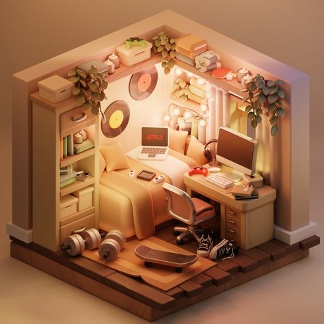 Isometric Art Blender, Isometric 3d Room, Blender Isometric Room, Blender Bedroom, Isometric Room 3d, Blender Isometric, 3d Isometric Room, Blender Room, Isometric Rooms