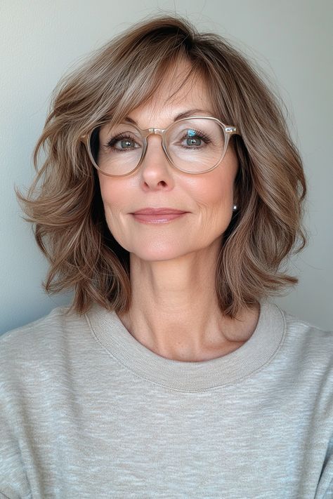 Brown Textured Bob, Soft Fringe Hairstyles, Above Shoulder Length Hair, Women With Glasses, Bangs And Glasses, Good Haircut, Platinum Blonde Bobs, Older Women's Hairstyles, Hairstyles For Older Women