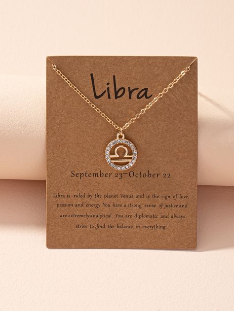 Gold Fashionable   Zinc Alloy  Pendant Necklaces Embellished   Jewelry Pulseras Aesthetic, Secret Friend, برج الميزان, Doctor Jewelry, Libra Jewelry, Libra Pendant, Aquarius Pendant, Libra Necklace, Libra Zodiac Sign