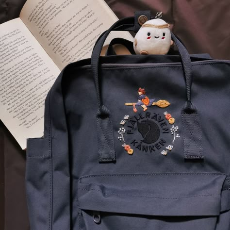 Who here loves studio ghibli films too🙋‍♀️ Studio Ghibli Backpack, Studio Ghibli Sewing, Embroidery Kanken Bag, Studio Ghibli Embroidery Patterns, Studio Ghibli Clothes, Embroidery Ghibli, Christmas Esthetics, Ghibli Clothes, Studio Ghibli Embroidery