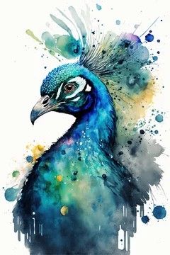 Indian Peafowl, Peacock White, Watercolour Bird, Watercolor Peacock, Watercolor Paintings Of Animals, Bird Watercolor Paintings, Animal Canvas Art, Peacock Art, Watercolor Projects