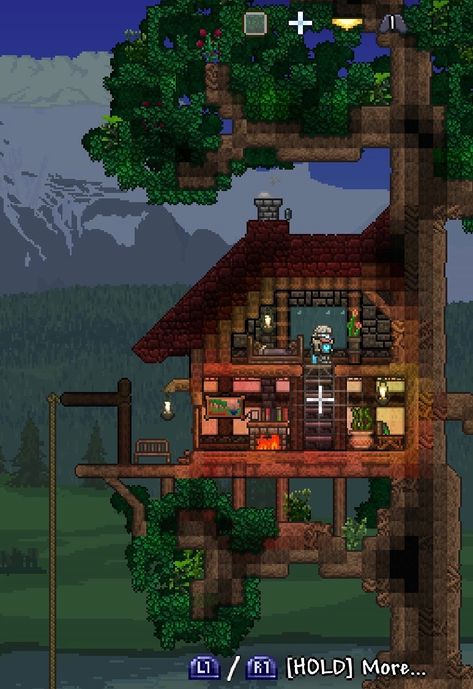 Terraria Tree House Ideas, Treehouse Terraria, Terraria Small House Ideas, Terraria Guide House, Small House Terraria, Small Terraria House, Cute Terraria Houses, Terraria Treehouse, Terraria Tree House