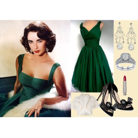 Elizabeth's emerald dress Valentino Pumps, Emerald Dress, Emerald Dresses, Bridesmaid Inspiration, Fade Styles, Look Retro, Iconic Dresses, Emerald City, Elizabeth Taylor