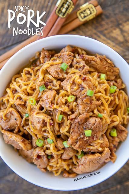 Leftover Pork Roast Ideas, Pork Tenderloin Leftovers Ideas, Leftover Pork Tenderloin Recipes Ideas, Spicy Pork Noodles, Tenderloin Pork, Leftover Pork Tenderloin, Asian Ramen, Pork Noodles, Leftover Pork